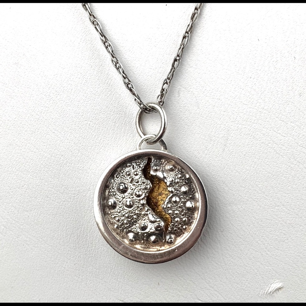 Sterling Silver Coral/Ocean Charm Necklace